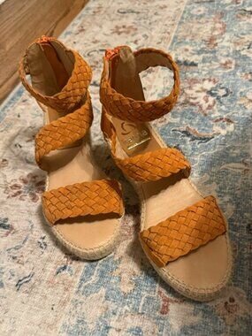 Anthropologie KANNA Braided Suede Strap Wedge Espadrille - 7.5 - NWOT